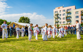 pokaz sekcji karate i luzie kt&oacute;rzy ich oglądają