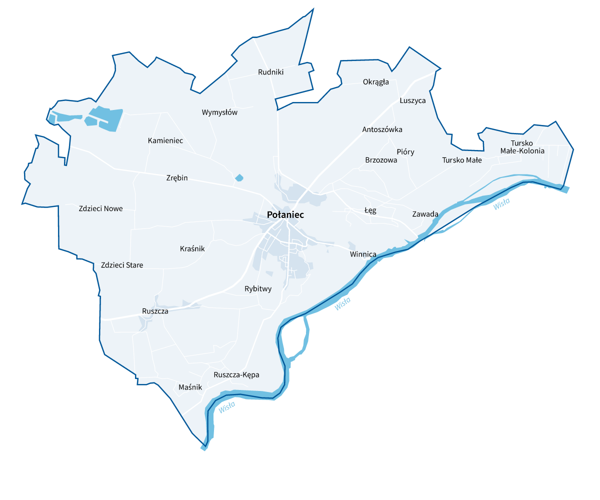 Mapa gminy Połaniec - Gospodarstwa agroturystyczne