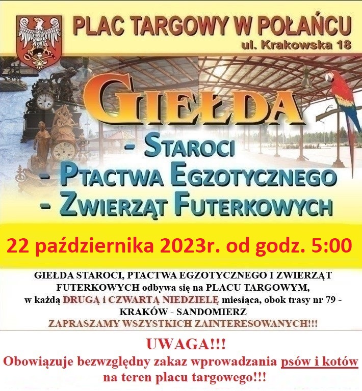 plakat z&nbsp;giełdą ptactwa. 
