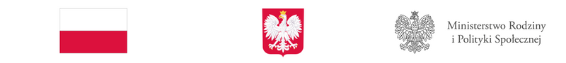Flaga Polski biało czerwona - godło Polski Orzeł Biały z&nbsp;koroną na&nbsp;czerwonym tle oraz&nbsp;logo z&nbsp;herbem Polski Orła Ministerstwo Rodziny i&nbsp;Polityki Społecznej