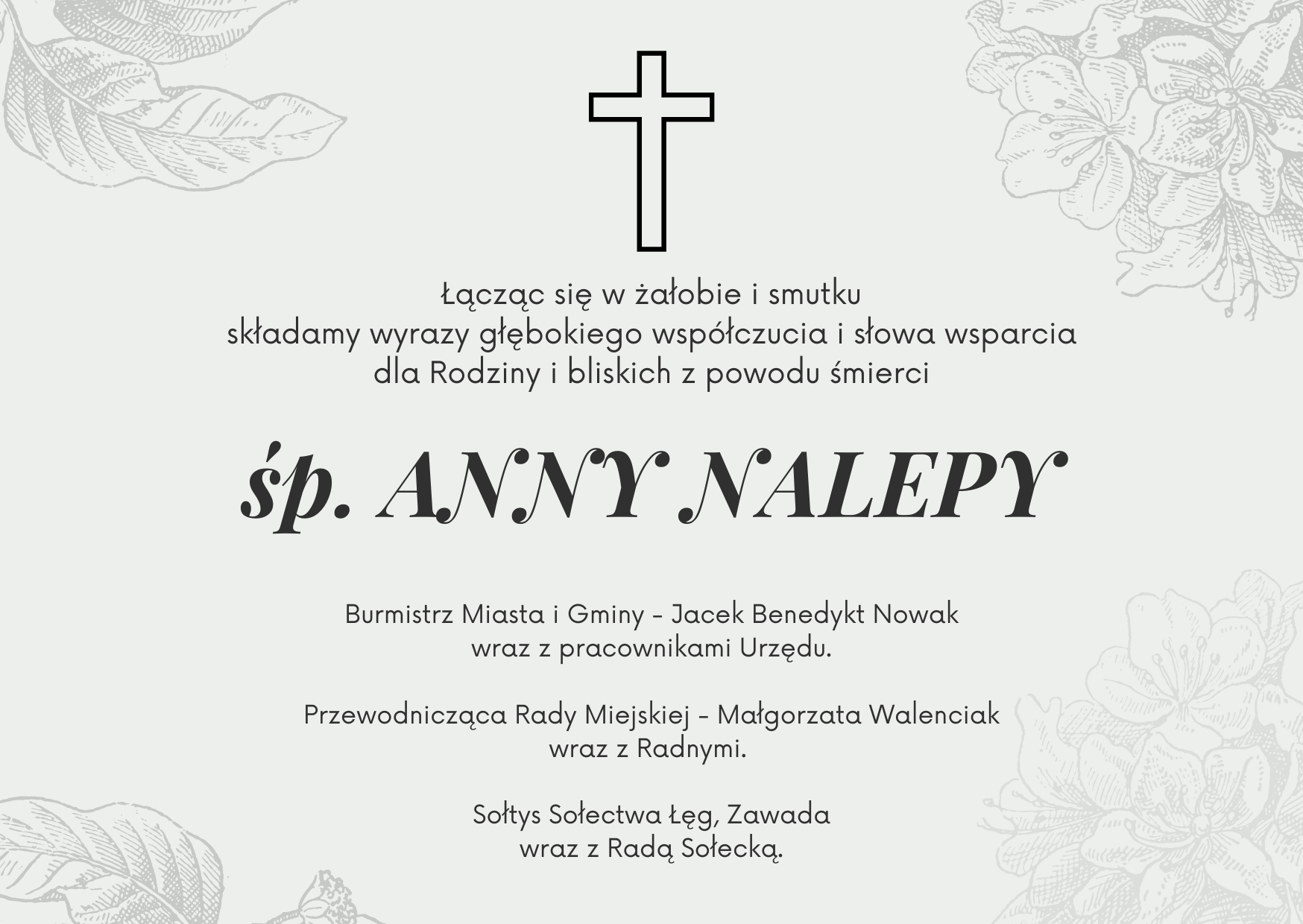 Kondolencje. Kolor czarno biały.
