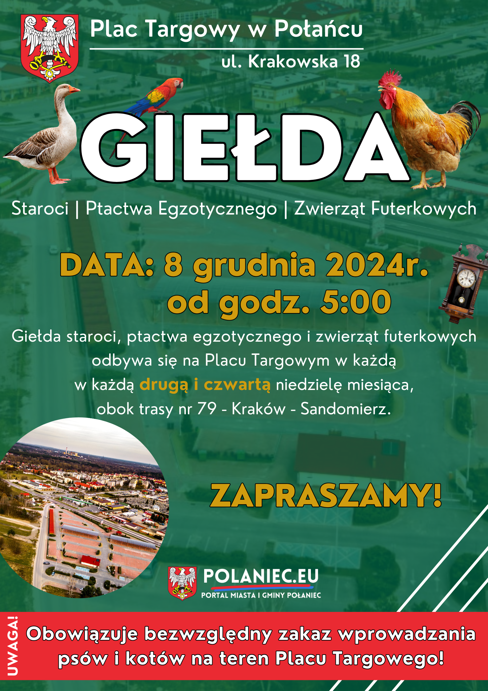 Plakat z&nbsp;informacją z&nbsp;Giełdą Ptactwa w&nbsp;Połańcu