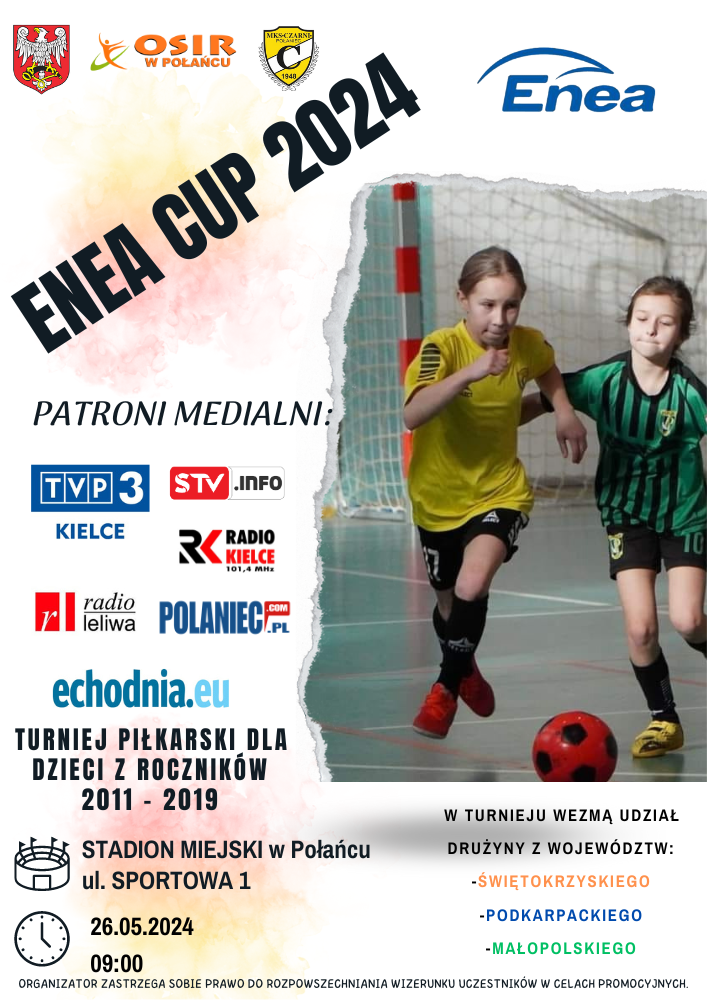 Turniej piłkarski enea cup na&nbsp;zdjeciu dzieci w&nbsp;strojach piłkarskich