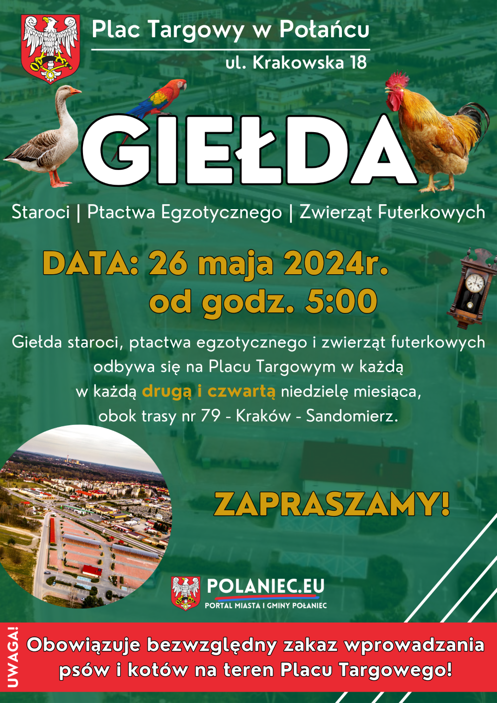 Plakat z&nbsp;informacją z&nbsp;Giełdą Ptactwa w&nbsp;Połańcu