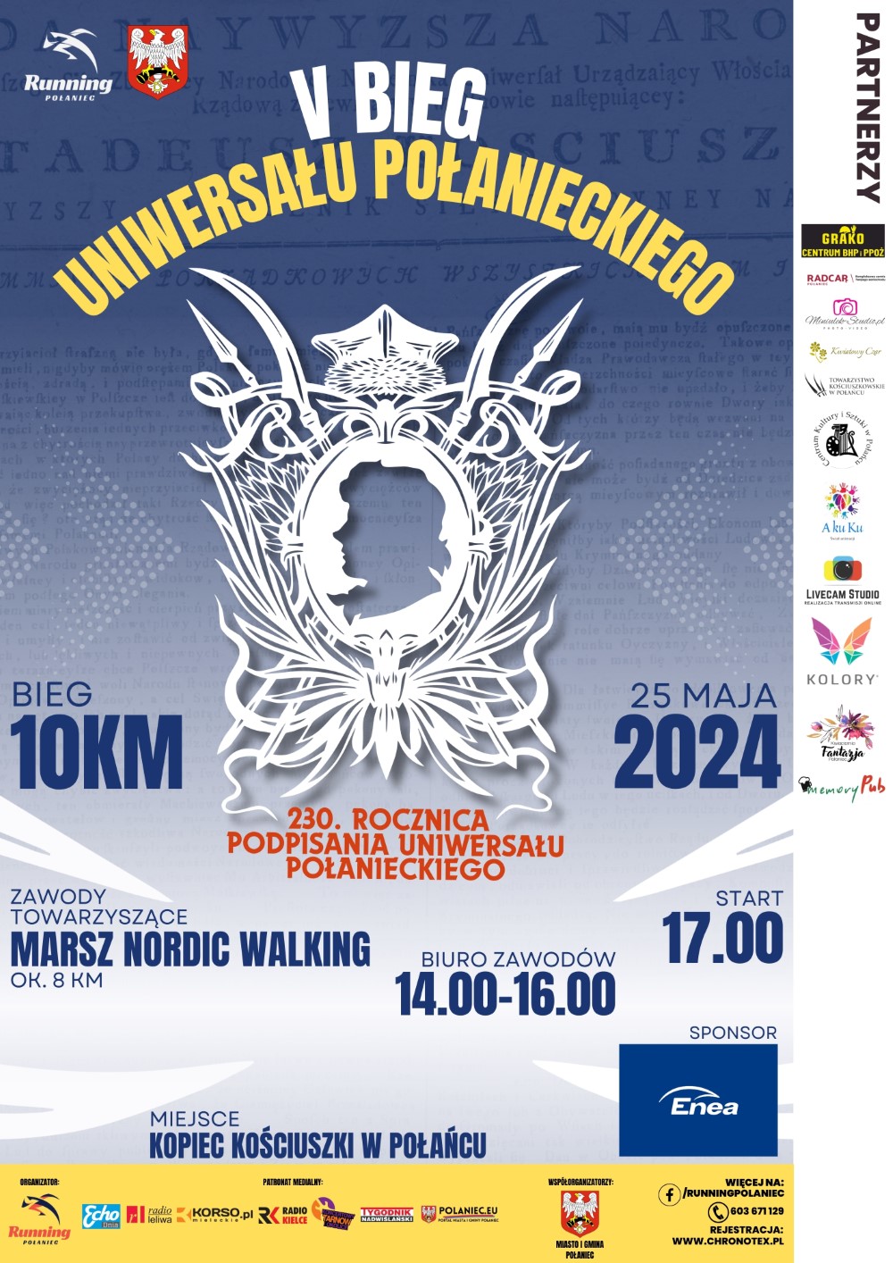 Plakat z&nbsp;piątym już biegiem Uniwersału Połanieckiego 2024