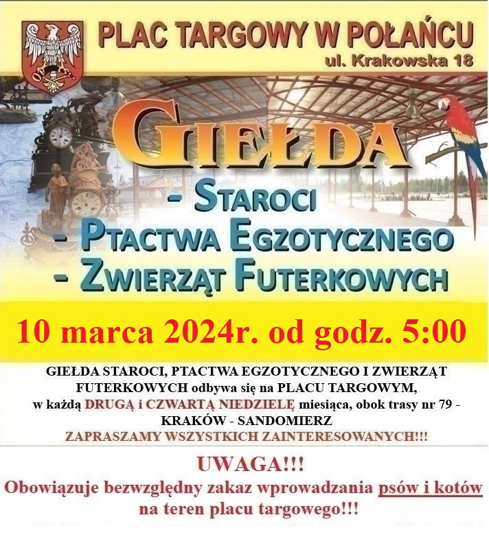 plakat z giełdą ptactwa. 