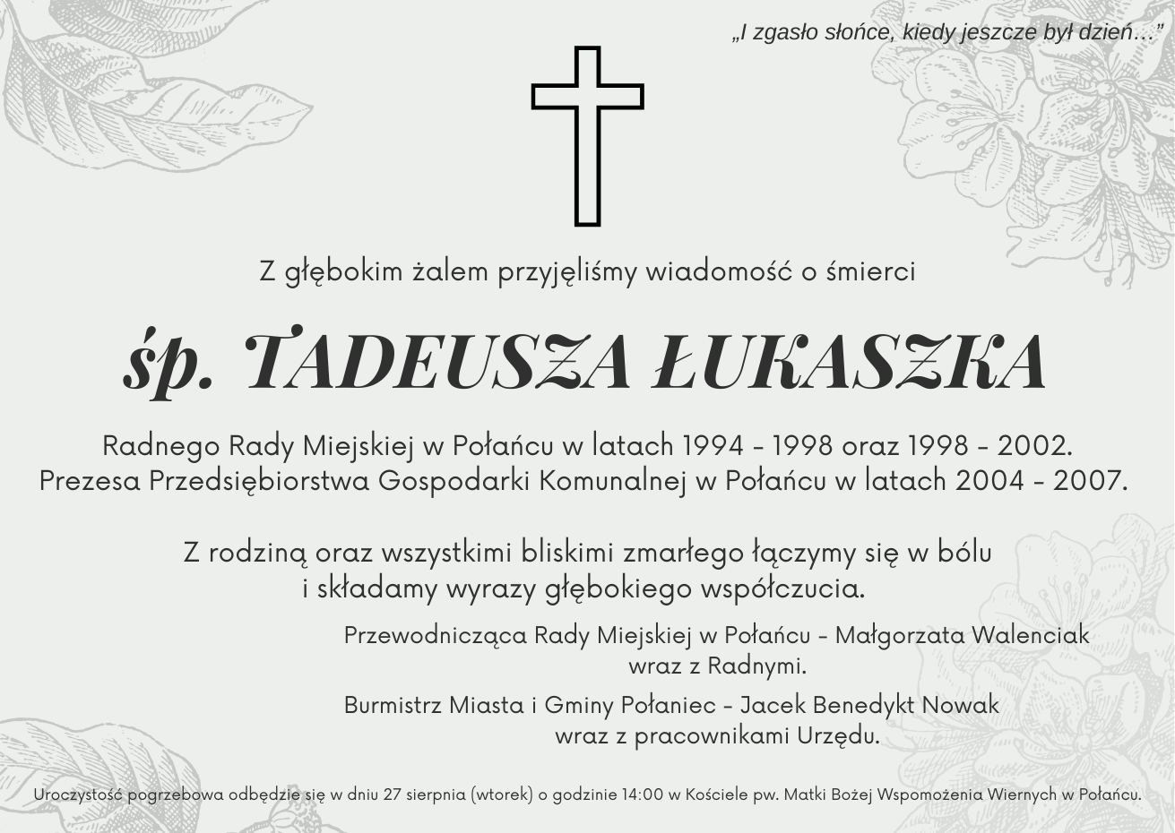 Czarno białe tło. Kondolencje. 