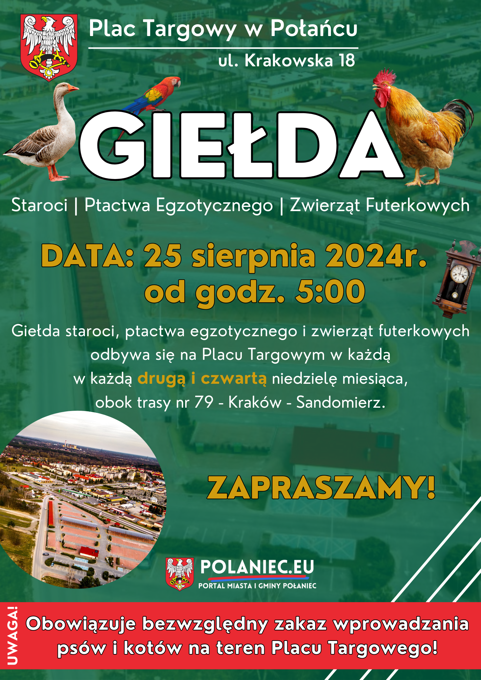Plakat z&nbsp;informacją z&nbsp;Giełdą Ptactwa w&nbsp;Połańcu