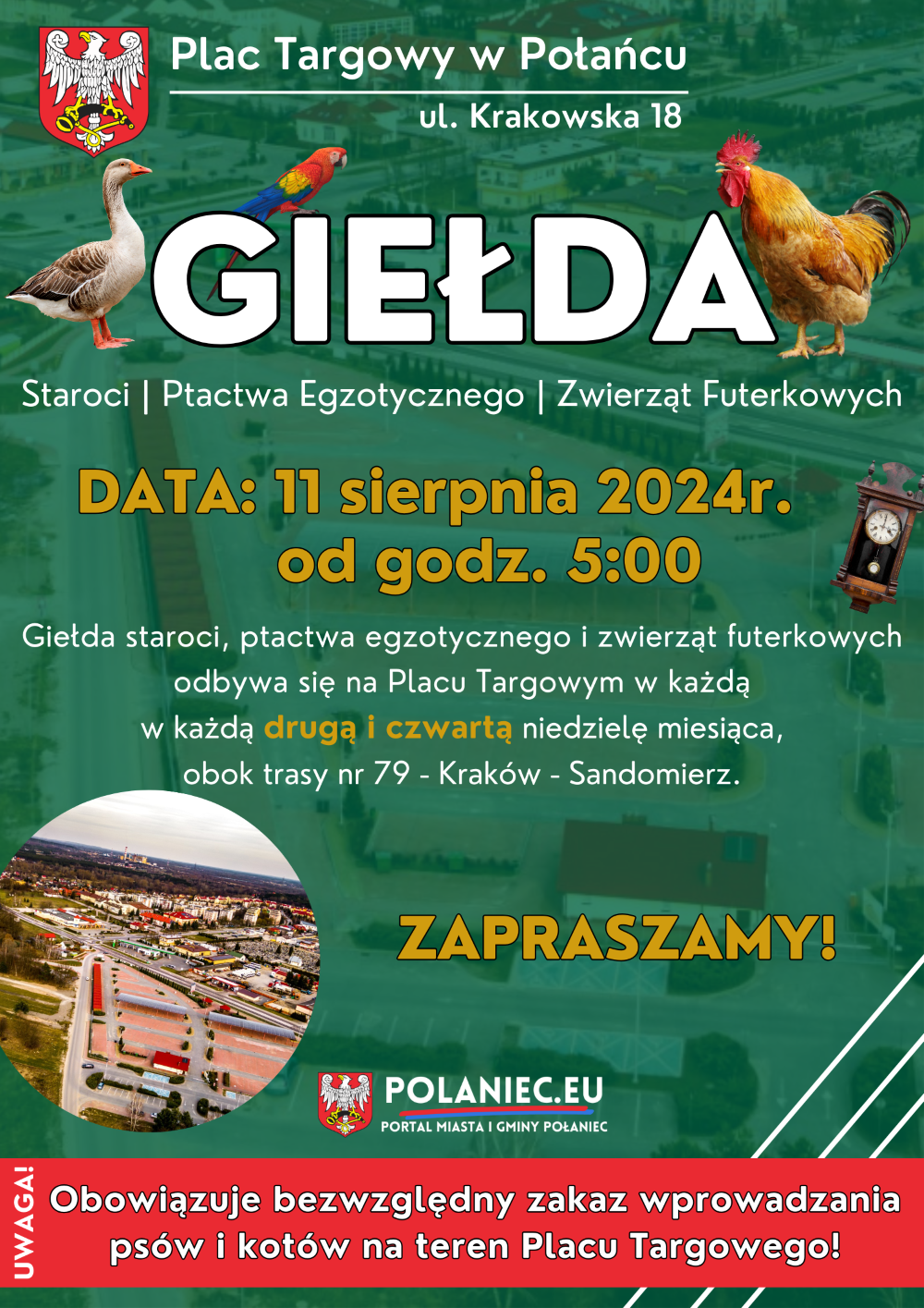 Plakat z&nbsp;informacją z&nbsp;Giełdą Ptactwa w&nbsp;Połańcu