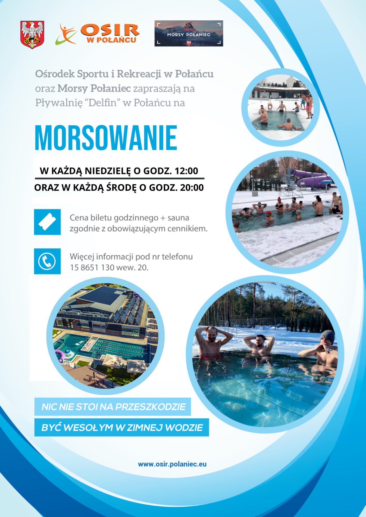 Plakat z&nbsp;morsami na&nbsp;pływalni Delfin w&nbsp;Połańcu