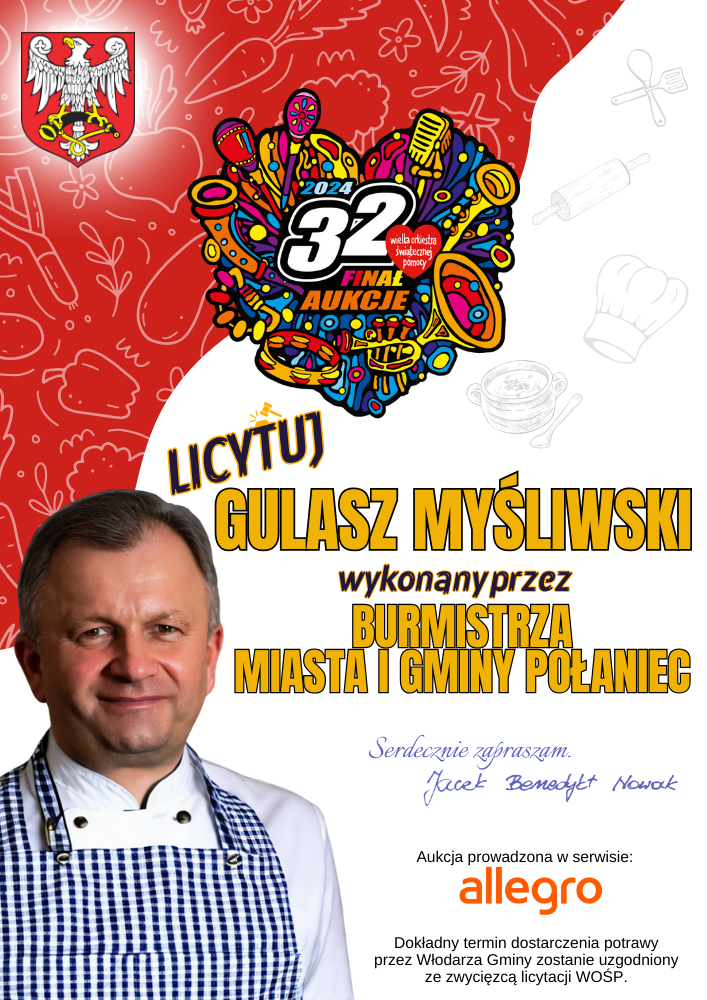 plakat z&nbsp;licytacja wosp burmistrza