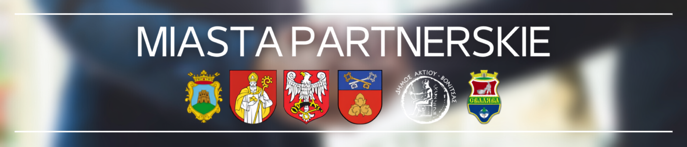 Grafika z&nbsp;herbami Miast Partnerskich Miasta i&nbsp;Gminy Połaniec.