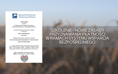 Zdjęcie do Szkolenie - nowe zasady przyznawania płatności w ramach systemu wsparcia bezpośredniego