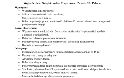 Zdjęcie do Ogłoszenia o pracę