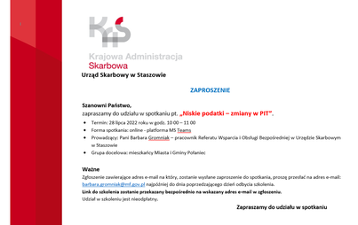 Zdjęcie do Zaproszenie na spotkanie "Niskie podatki"