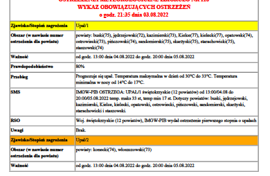 Zdjęcie do Ostrzeżenie meteorologiczne