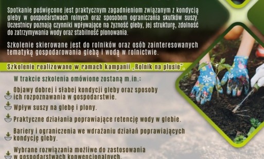 Zdjęcie do Szkolenie pt. &bdquo;Kondycja gleby i przeciwdziałanie suszy"