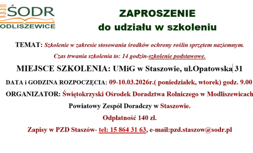 Zdjęcie do Szkolenie w zakresie stosowania środk&oacute;w ochrony roślin 