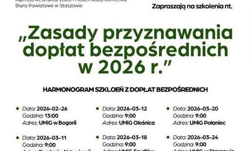 Zdjęcie do Zapisy na szkolenie dla rolnik&oacute;w z gminy Połaniec z zakresu stosowania środk&oacute;w ochrony roślin oraz informacja o planowanym szkoleniu z dopłat bezpośrednich     