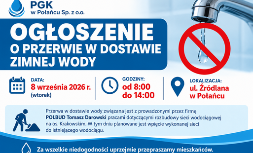 Zdjęcie do Ogłoszenie o braku zimnej wody