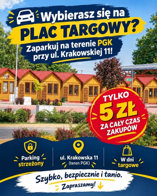 Zdjęcie do Wybierasz się na plac targowy? Zaparkuj na terenie PGK