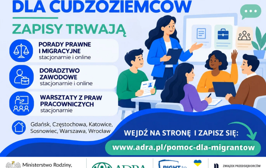 Bezpłatne wsparcie prawne i zawodowe dla cudzoziemców