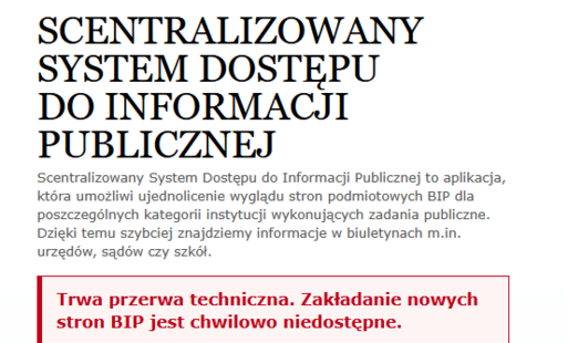 Zdjęcie do Gminna strona Biuletynu Informacji Publicznej niedostępna - trwa przerwa techniczna