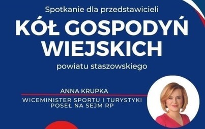 Zdjęcie do Zapraszamy na spotkanie przedstawicieli K&oacute;ł Gospodyń Wiejskich z powiatu staszowskiego