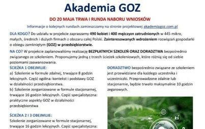 Zdjęcie do W ramach projektu Akademia GOZ zaprasza na bezpłatne szkolenia i doradztwo