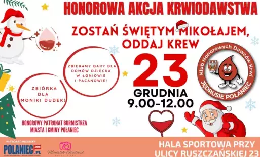 Zdjęcie do Honorowa Akcja Krwiodawstwa - Zostań Świętym Mikołajem, Oddaj Krew
