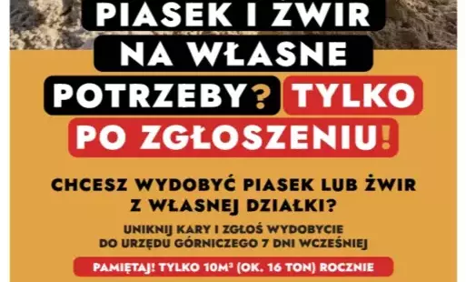 Zdjęcie do Piasek i żwir na własne potrzeby? Tylko po zgłoszeniu!