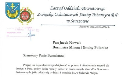 Zdjęcie do Podziękowania dla Pana Burmistrza