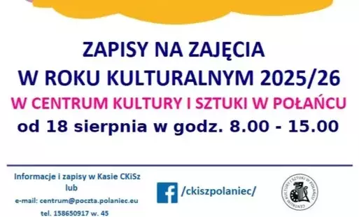Zdjęcie do Zapisy na zajęcia w nowym roku kulturalnym w CKiSz