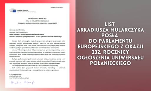 Zdjęcie do List Arkadiusza Mularczyka Posła do Parlamentu Europejskiego z okazji 232. rocznicy Ogłoszenia Uniwersału Połanieckiego