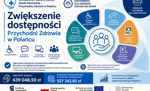 Zdjęcie do SP ZOZ &ndash; Przychodnia Zdrowia w Połańcu jest Grantobiorcą Przedsięwzięcia pn. &bdquo;Zwiększenie dostępności Przychodni Zdrowia w Połańcu&rdquo;